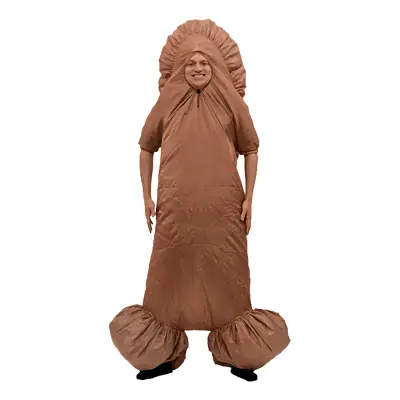 Uppblåsbar Penis Maskeraddräkt - Ljusbrun - One size