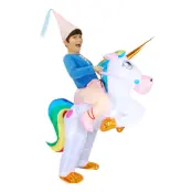 Uppblåsbar Ridande Enhörning Barn Maskeraddräkt Rainbow - One size