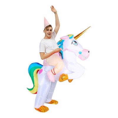 Uppblåsbar Ridande Enhörning Maskeraddräkt - One size