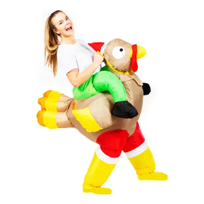 Uppblåsbar Ridande Kalkon Maskeraddräkt - One size