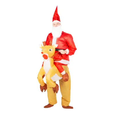 Uppblåsbar Ridande Tomte Maskeraddräkt - One size
