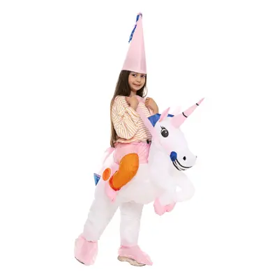 Uppblåsbar Ridande Unicorn Barn Maskeraddräkt - One size