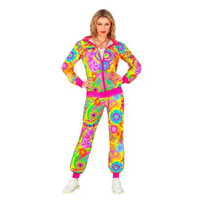 UV Neon Hippie Träningsoverall Maskeraddräkt - Large