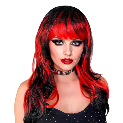 Vampiria Svart/Röd Peruk - One size