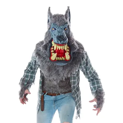 Varulv Ani-Motion Mask Maskeraddräkt - Small/Medium