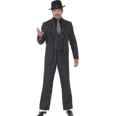 Vintage Gangsterledare Kostym L