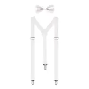 Vita Hängslen med Fluga - One size