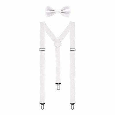 Vita Hängslen med Fluga - One size