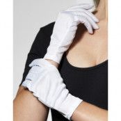 Vita Korta Handskar med Silkesaktigt Tyg