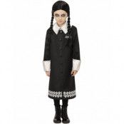 Wednesday - Licensierad Addams Family Kostym med Peruk för Barn