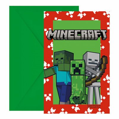 Inbjudningskort&Kuvert Minecraft - 6-pack