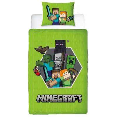 Minecraft Bäddset 150x210cm Vändbart - Minecraft -  Leksaksaffären