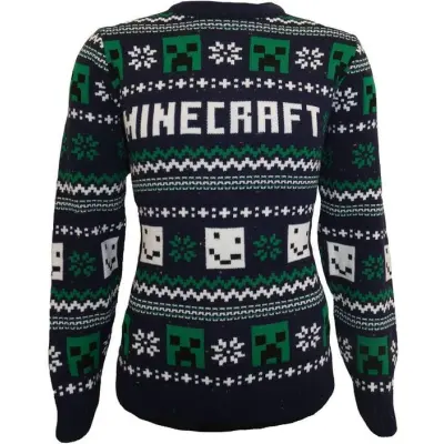 Minecraft - gaming Stickad jumper - Minecraft - Pattern - S XXL - för Herr - svart/grön/vit