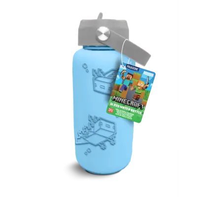 Minecraft - Glass Water Bottle With Silicon Sleeve 27Oz