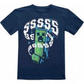 Minecraft - gaming T-shirt - Barn - Creeper - 104 152 - för barn - mörkblå