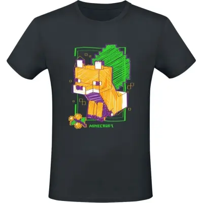 Minecraft - gaming T-shirt - Drawn Fox - M XXL - för  svart