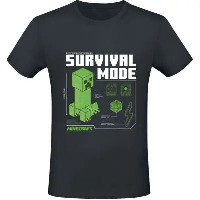 Minecraft - gaming T-shirt - Survivalmode - S XXL - för  svart