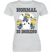 Minions - Anime T-shirt - Normal life is boring - S XXL - för Dam - grå
