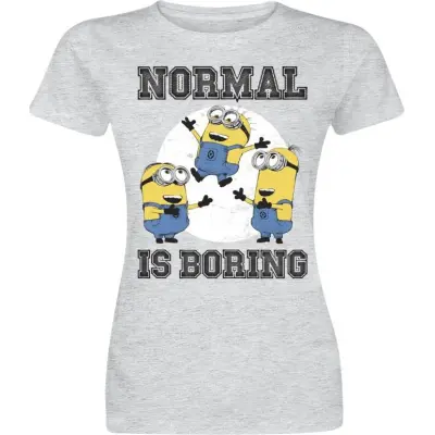 Minions - Anime T-shirt - Normal life is boring - S XXL - för Dam - grå