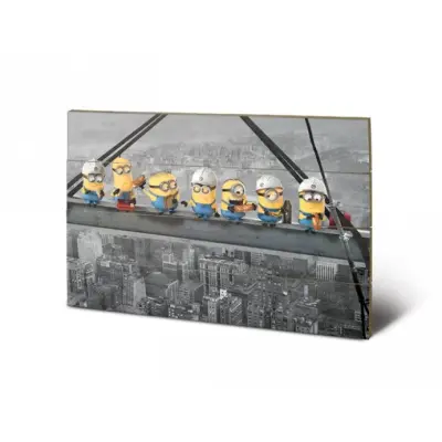 Minions - Wood Print 40X59 - Lunch On A Skyscraper