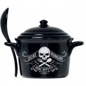 Alchemy England - Gothic Djup tallrik - Bone Appetit - häxkittel med sked - för svart/vit