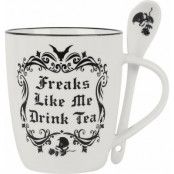 Alchemy England - Gothic Mugg - Freaks Like Me Drink Tea - för  vit/svart