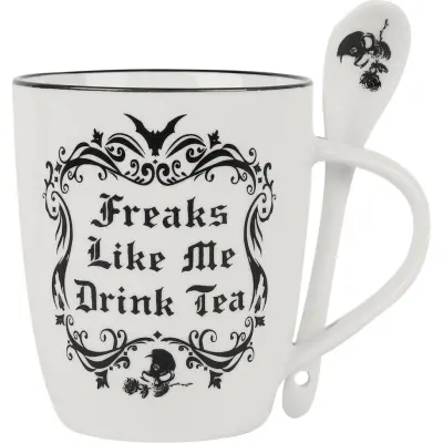 Alchemy England - Gothic Mugg - Freaks Like Me Drink Tea - för None - vit/svart