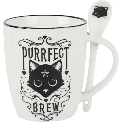 Alchemy England - Gothic Mugg - Purrfect Brew - för None - vit/svart