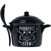 Alchemy England - Gothic Djup tallrik - Purrfect Stew - kittel med sked - för  svart/vit