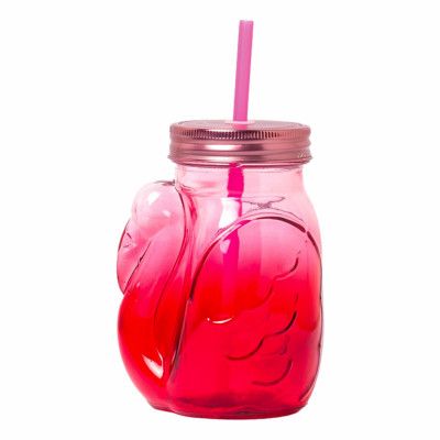 Glasmugg med Lock Flamingo