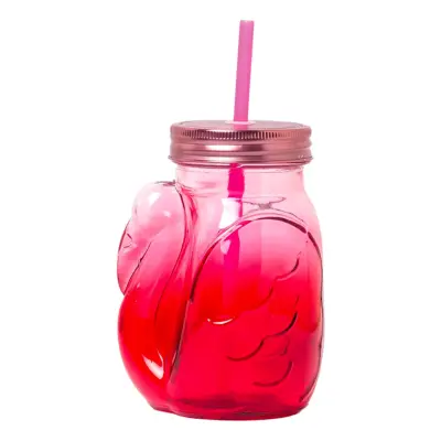 Glasmugg med Lock Flamingo