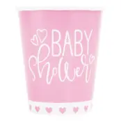 Pappersmuggar Baby Shower Rosa - 8-pack