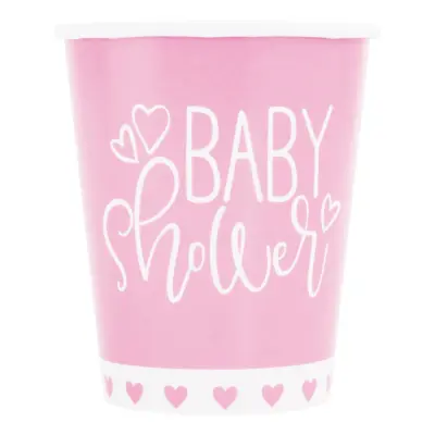 Pappersmuggar Baby Shower Rosa - 8-pack