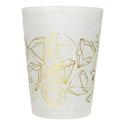 Plastmuggar Diamanter Guld - 8-pack