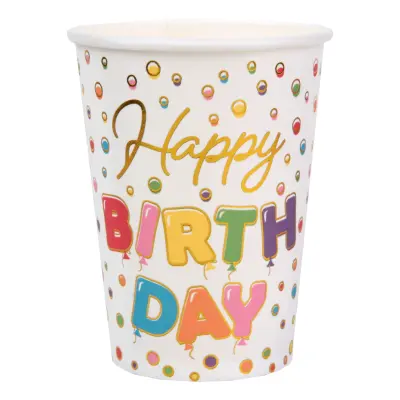 Pappersmuggar Happy Birthday - 10-pack