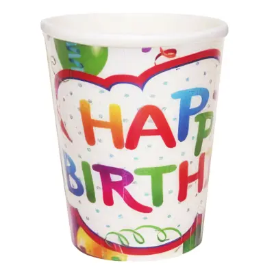 Pappersmuggar Happy Birthday - 6-pack