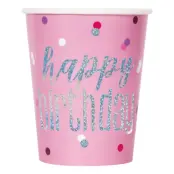 Pappersmuggar Happy Birthday Rosa Skimmer - 8-pack