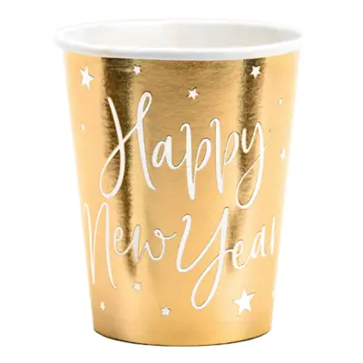 Pappersmuggar Happy New Year Guld - 6-pack