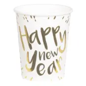 Pappersmuggar Happy New Year Guldmetallic - 6-pack