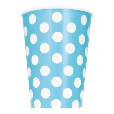 Pappersmuggar Ljusblå Prickiga - 6-pack