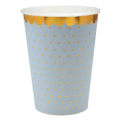 Pappersmuggar Prickiga Blå/Guld - 10-pack