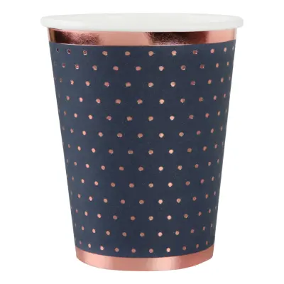 Pappersmuggar Prickiga Navy/Roséguld - 10-pack