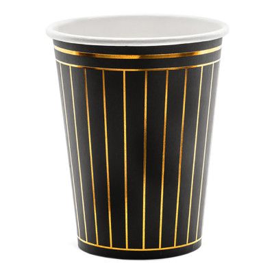 Pappersmuggar Randiga Guld Metallic - 6-pack