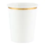 Pappersmuggar Vit med Guldrand - 6-pack