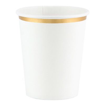 Pappersmuggar Vit med Guldrand - 6-pack