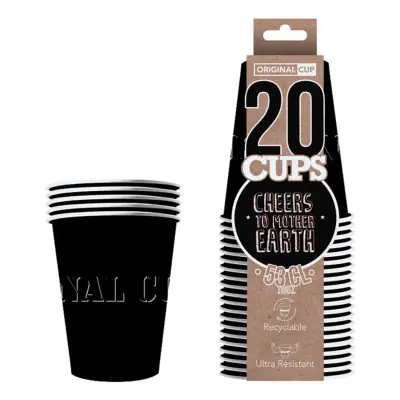 Party Cups Papper Svart - 20-pack