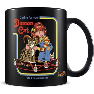 Steven Rhodes - Fun Mugg - Demon Cat - för  svart