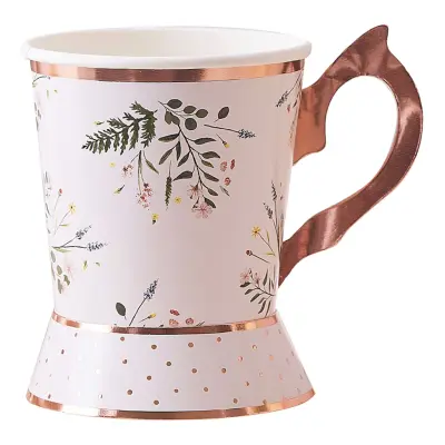 Tekoppar i Papp Rosa/Roséguld Blommönster - 8-pack