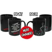 Tierisch - Fun Mugg - I Hate Mornings! Meow - Tasse mit Thermoeffekt - för  svart