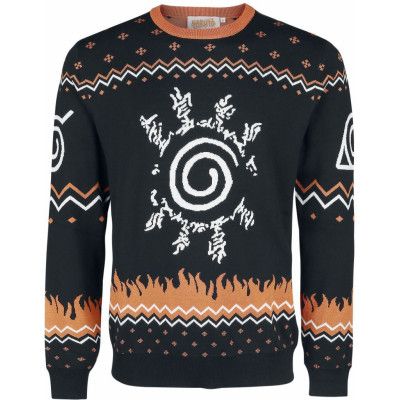 Naruto - Anime Stickad jumper - Sign - S M - för Herr - svart